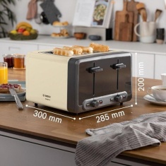 Bosch TAT4P447GB DesignLine 4 Slice Toaster - Cream