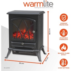 Warmlite WL46018 Stirling 2kW Electric Stove Fire - Black