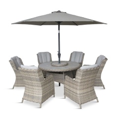 LG Outdoor Florence 6 Seat Dining Set with Lazy Susan & Deluxe 3m Parasol