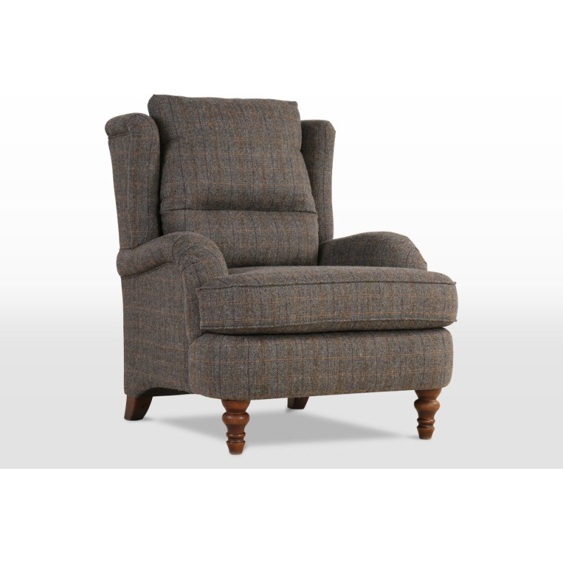 Wood Bros Bayford Fabric Armchair - Herringbone Moss