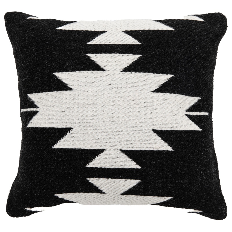 Downtown Wular Natural Filled Cushion - Black/White