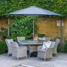 LG Outdoor Monaco Sand 6 Seat Dining Set with Weave Lazy Susan & Parasol