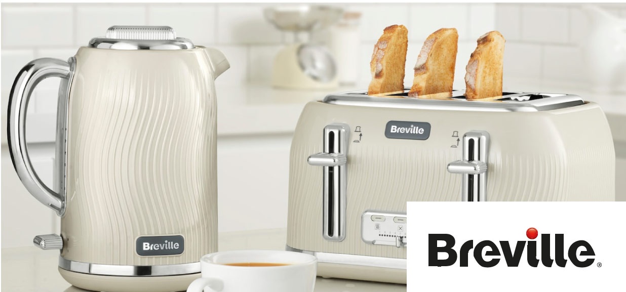 Breville Bold Electric Kettle 1.7L & 2 Slot Toaster Set Silver Chrome 5  Colours