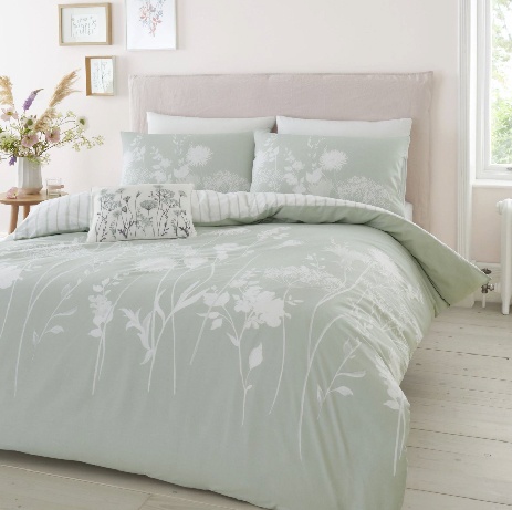 Catherine Lansfield Duvet Set Bedding Pillowcase Pink Grey Stripe Home Bed  Sheet