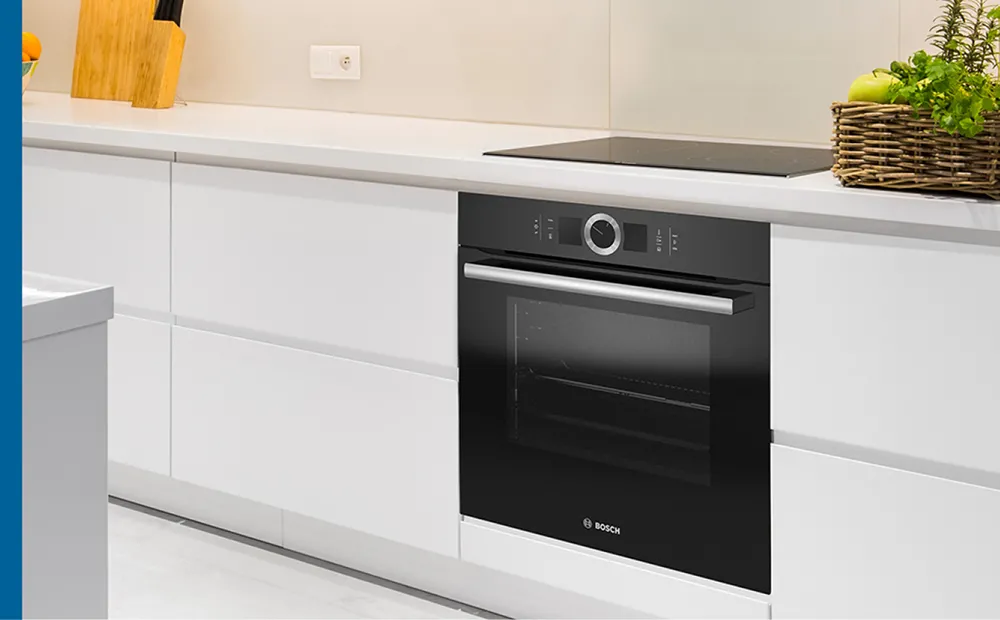 Bosch measure their ovens by much more than perfect baking results. Bosch build them from the most stable materials and test their durability in endless stress tests.
Designed to integrate into any kitchen, there’s a wide choice of models with plenty of helpful features that help you deliver delicious food whatever you’re cooking. Even heat distribution, added steam, even advice on how to cook dishes will ensure every meal is faultless. And with pyrolytic self-cleaning, the after meal clean-up has never been easier.
