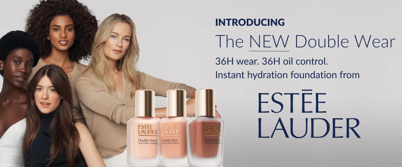 Introducing the new Double Wear foundation from Estee Lauder. 36 hour wear, 36 hour oil control and instant hydration. 
