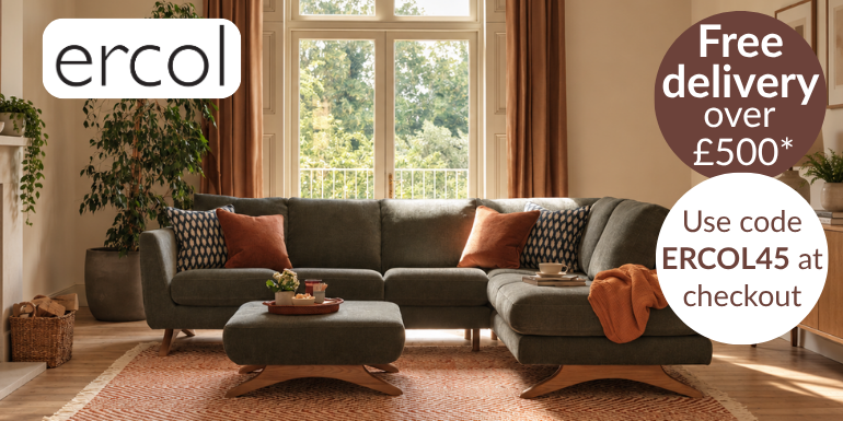 Ercol free delivery on orders over £500, use code ERCOL45 at checkout.