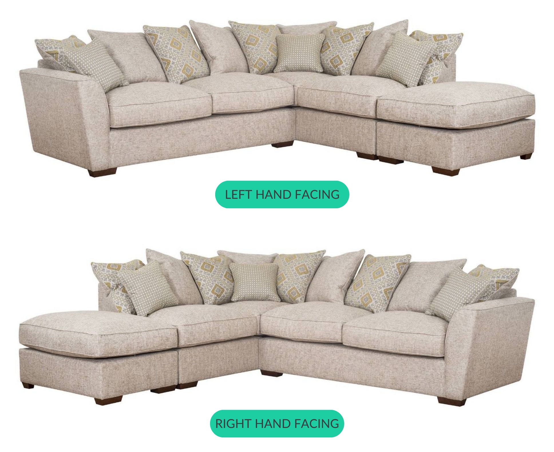 Franklin 4 Seater Pillow Back Corner Sofa Downtown