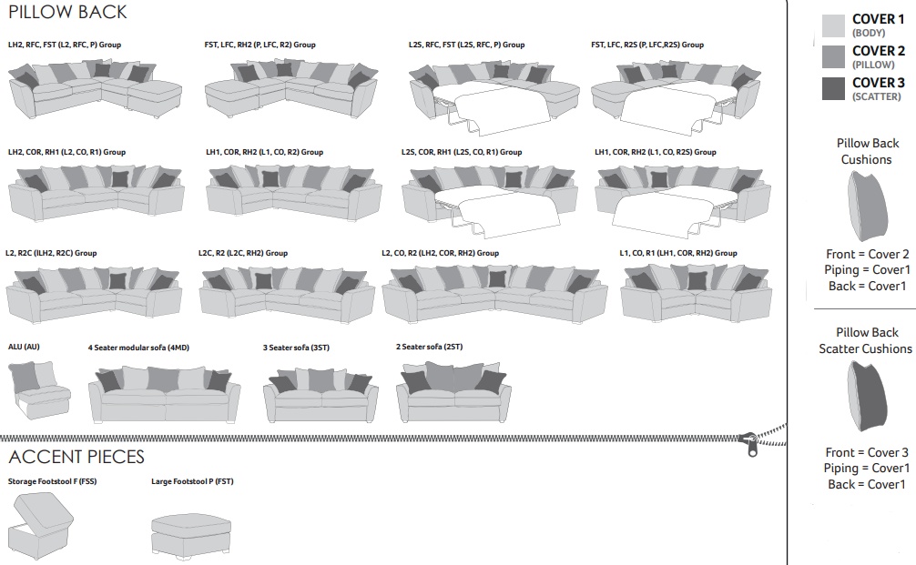 Franklin 4 Seater Pillow Back Corner Sofa Bed Downtown