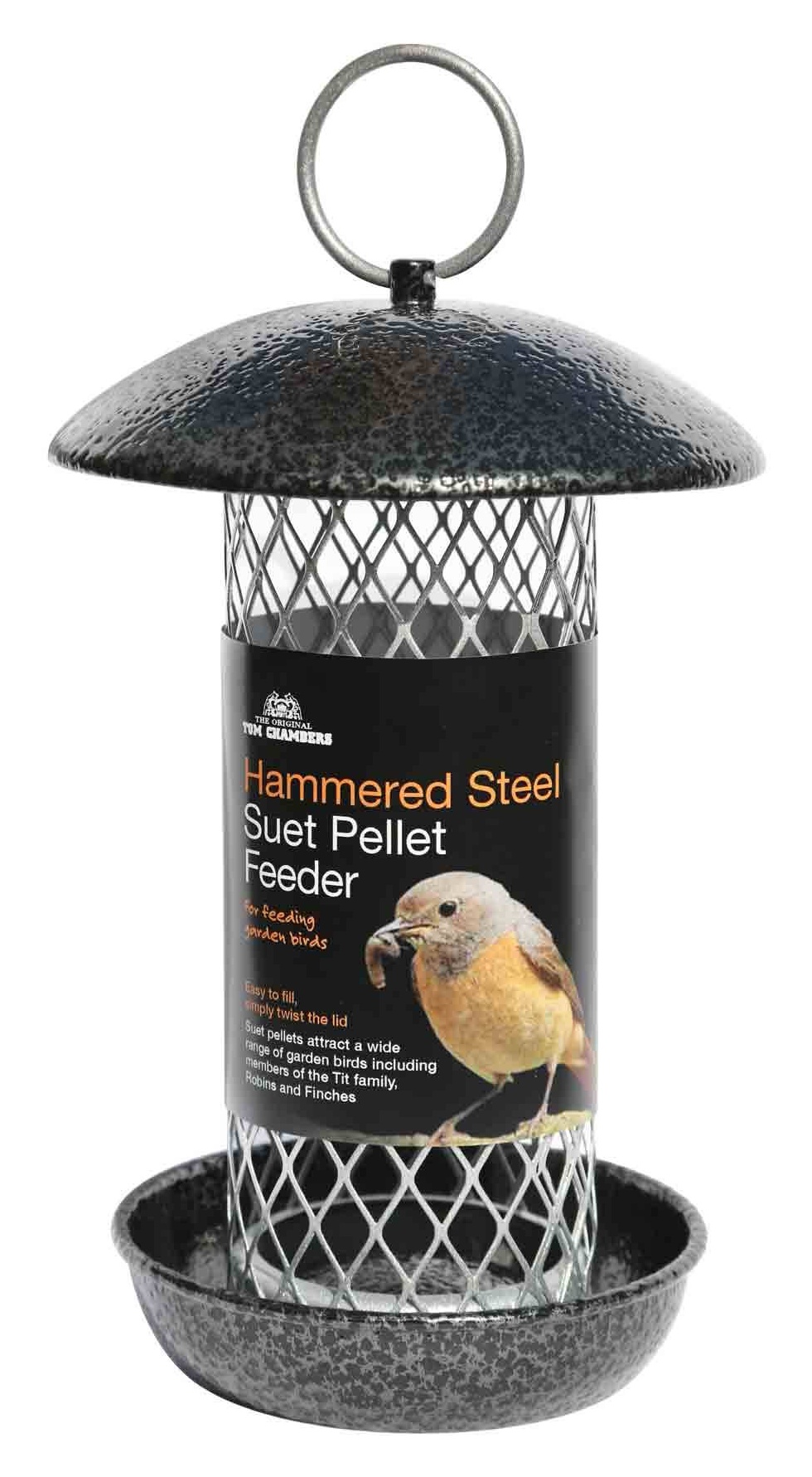 Tom Chambers Hammered Steel Suet Pellet Bird Feeder Downtown