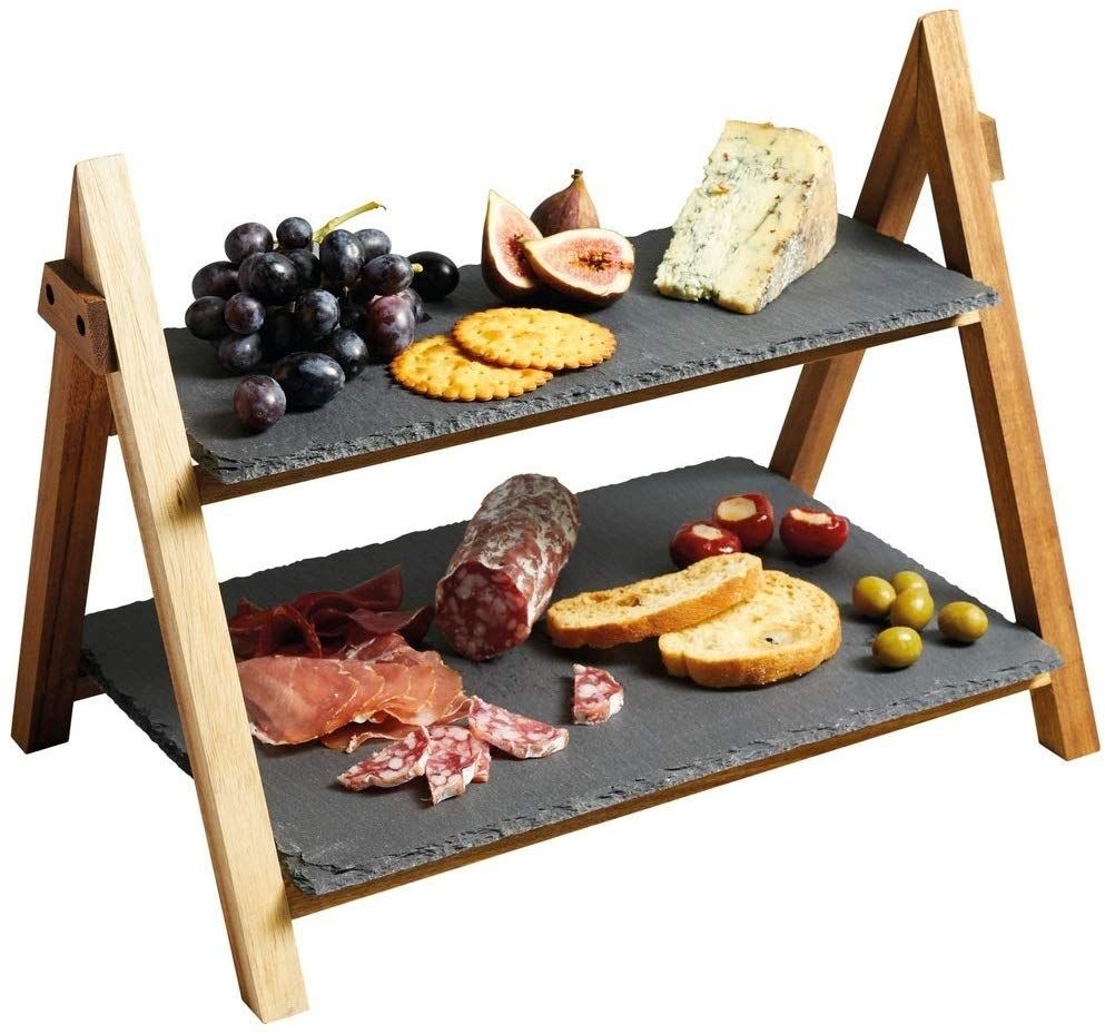 Artesa Two Tier Slate Serving Stand Downtown