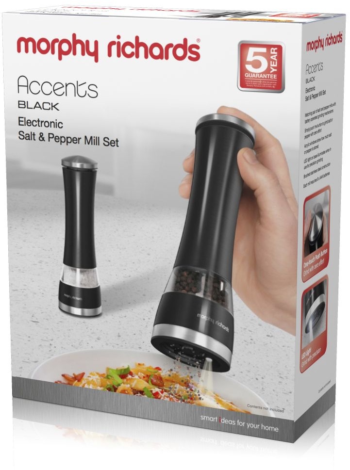 Morphy Richards Accents Electronic Salt & Pepper Mill Black Downtown