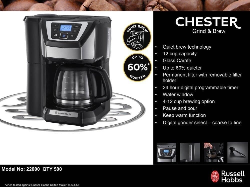 Russell Hobbs 22000 Chester Grind & Brew Coffee Machine Downtown