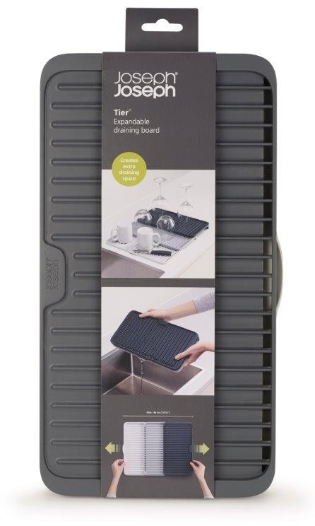 Joseph Joseph Duo Foldable Draining Mat - Gray Rubber Dish Drying Mat For Kitchen Counter