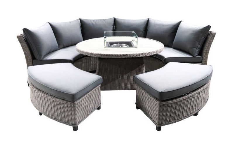 LG Outdoor Oslo Curved Dining Modular Set With Gas Firepit Table Dow Downtown