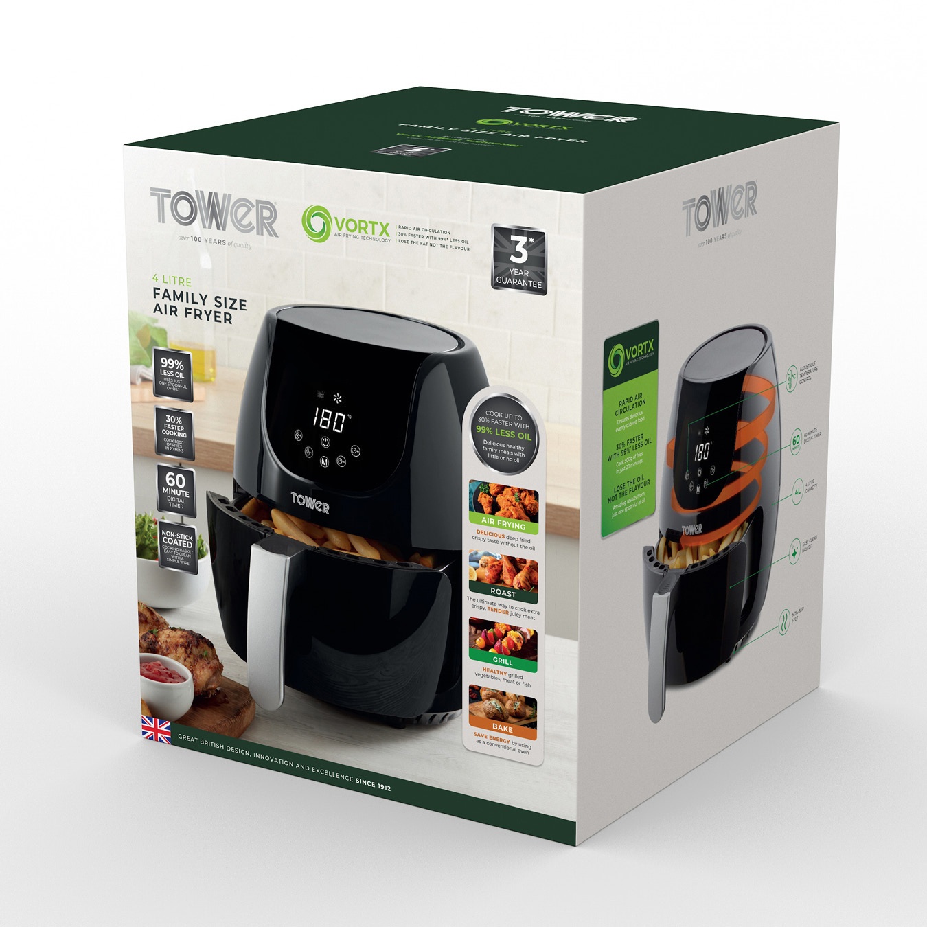 Tower T17067 Vortx 4L Digital Air Fryer Downtown