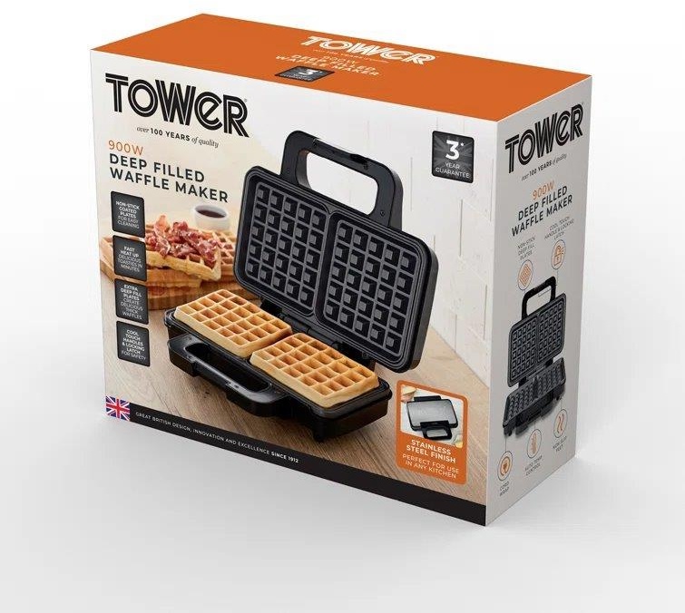 Tower T27034 Deep Fill Waffle Maker Downtown