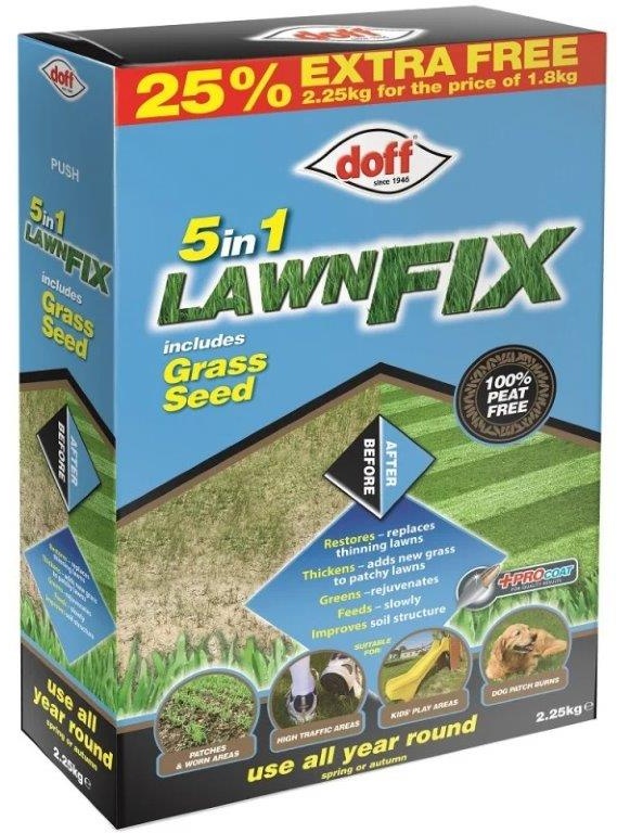 Doff 5 In 1 Lawn Fix + Grass Seed 2.25Kg Downtown