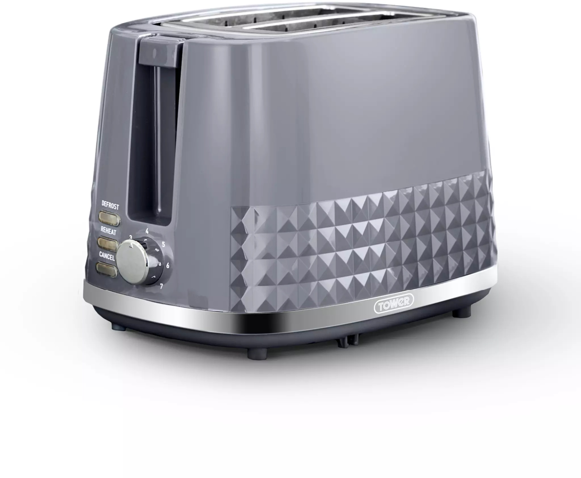 Tower T20082GRY Solitaire 2 Slice Toaster Grey Downtown