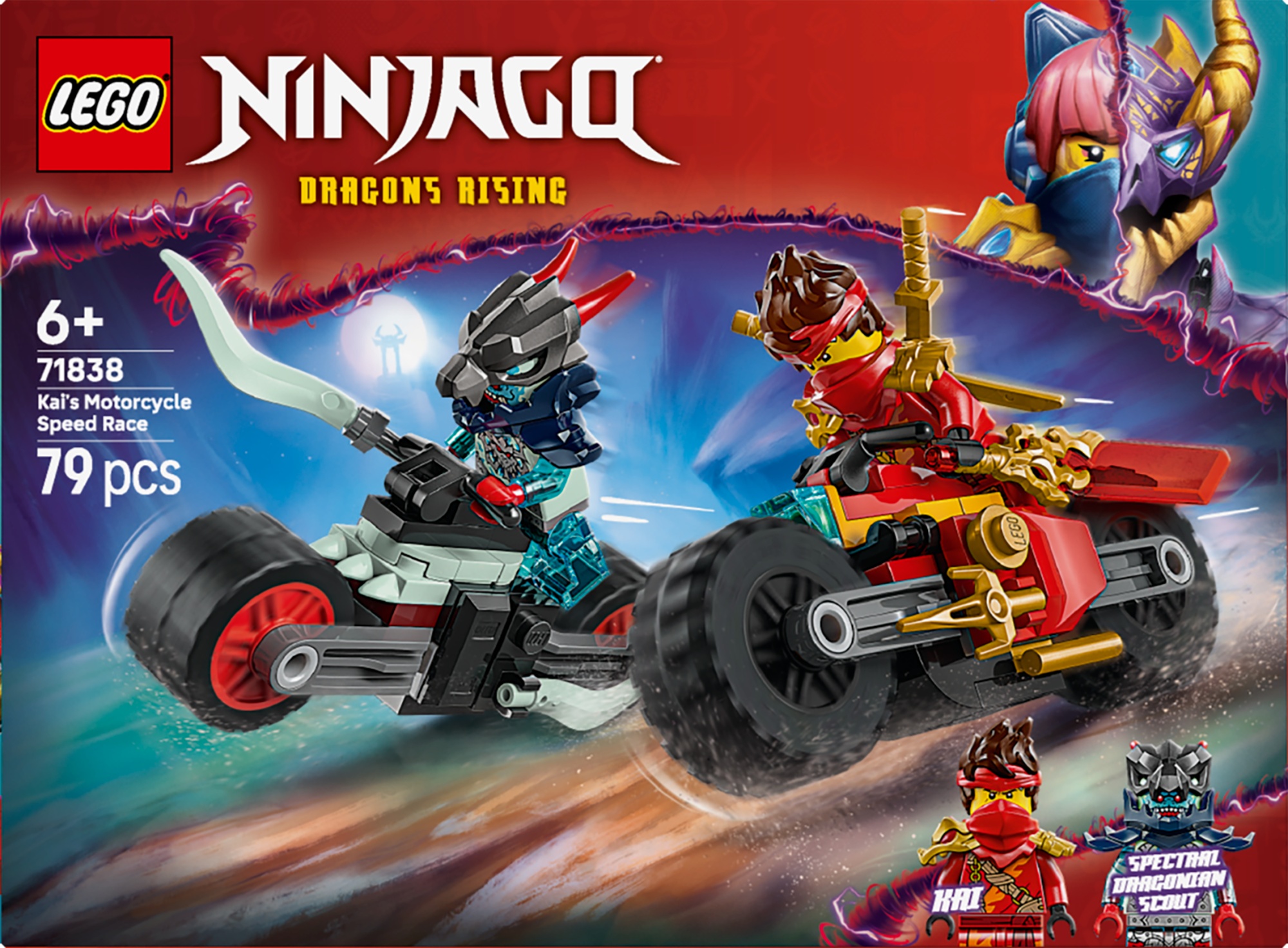 LEGO Ninjago 71838 Kai?s Motorcycle Speed Race Playset with 2