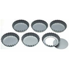 KitchenCraft Loose Bottom Tart Tins Set of 6 10cm KitchenCraft Loose Bottom Tart Tins Set of 6 10cm
