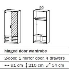 Stuttgart Soft Grey/Alpine White 210cm Height 2 Door Combination Wardrobe