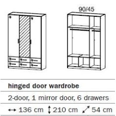 Stuttgart Soft Grey/Alpine White 210cm Height 3 Door Combination Wardrobe