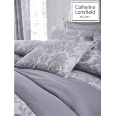 Catherine Lansfield Damask Jacquard Grey Duvet Set