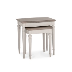 Montreal Nest of Tables - Grey Washed Oak & Soft Grey