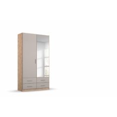 Stuttgart Sanremo Oak/Soft Grey 197cm Height 2 Door Combination Wardrobe