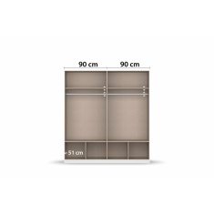 Stuttgart Soft Grey/Alpine White 197cm Height 4 Door Combination Wardrobe
