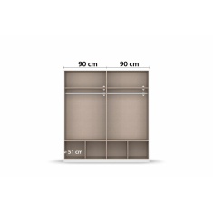 Stuttgart Soft Grey/Alpine White 197cm Height 4 Door Combination Wardrobe