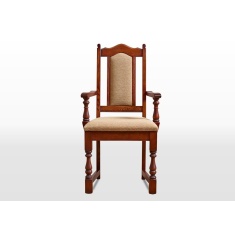 Wood Bros Old Charm Carver Chair - Moon/Harris Tweed Fabric (OC2068)