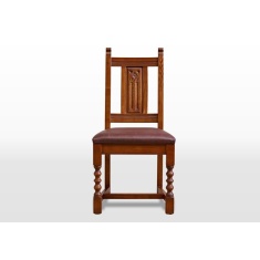 Wood Bros Old Charm Dining Chair - Moon/Harris Tweed Fabric (OC2286)