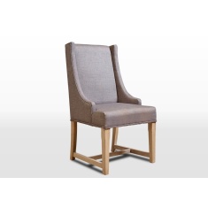 Wood Bros Old Charm Upholstered Dining Chair - Moon/Harris Tweed Fabric (OC3063)