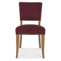 Vancouver Rustic Oak Upholstered Chair - Crimson Velvet Fabric (Pair)