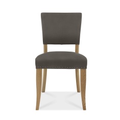 Vancouver Rustic Oak Upholstered Chair - Dark Grey Fabric (Pair)