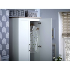 Kent 2 Door Mirror Wardrobe - White Ash & Oak