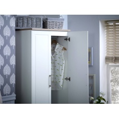 Kent 2 Door 2 Drawer Mirrored Wardrobe - White Ash & Oak
