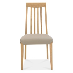 Brampton Oak Slat Back Grey Bonded Leather Chair (Pair)