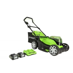 Greenworks 48V 41cm Cordless/Battery Push Rotary Lawnmower with Two 2Ah 24V Batteries and Charger