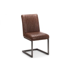 Julian Bowen Brooklyn Dining Chair - Brown Faux Leather & Square Gunmetal