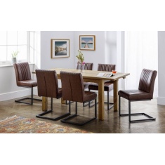 Julian Bowen Brooklyn Dining Chair - Brown Faux Leather & Square Gunmetal