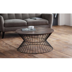 Julian Bowen Jersey Round Wire Coffee Table - Walnut