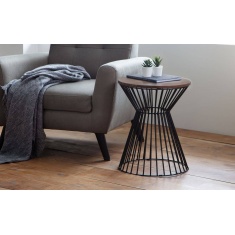 Julian Bowen Jersey Round Wire Lamp Table - Walnut