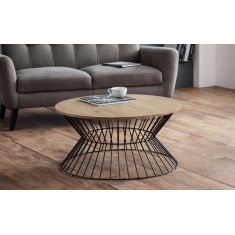 Julian Bowen Jersey Round Wire Coffee Table - Euro Oak