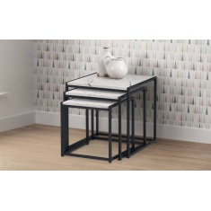 Julian Bowen Tribeca Nest Of 3 Tables - White Marble Julian Bowen Tribeca Nest Of 3 Tables - White Marble