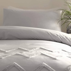 Appletree Chevron Tuft Silver Duvet Set