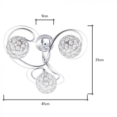 BHS Orianna Flush 3 Light Ceiling Light - Chrome/Clear