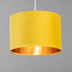 BHS Velvet Easy Fit Light Shade 30cm - Ochre/Brass